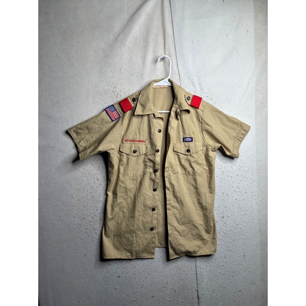 Vintage Boy Scouts of America BSA Khaki Uniform Shirt Mens Small 59491 USA Made
